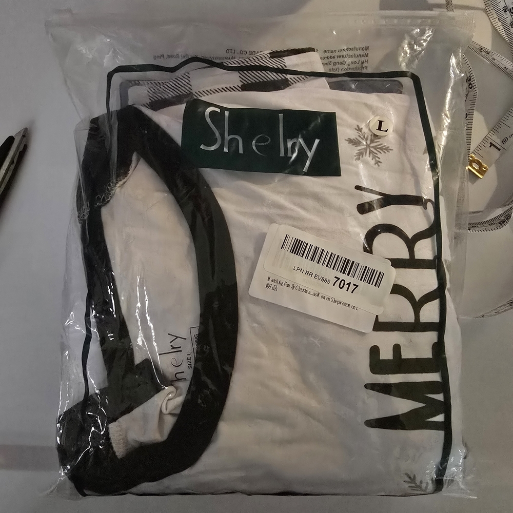 Shelry Adult Christmas Pajamas Set - Black, White, Green Unisex Size Large New - Picture 5 of 6